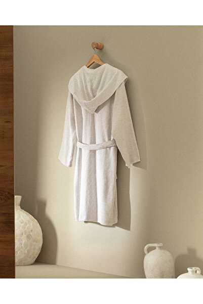 Madame Coco Rayana 100% Cotton Hooded Unisex Bathrobe - Beige