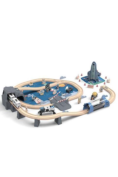 COOYA Electric Track Train Set Toys,Space Theme Design,Wooden Track,for 3 years old and above children