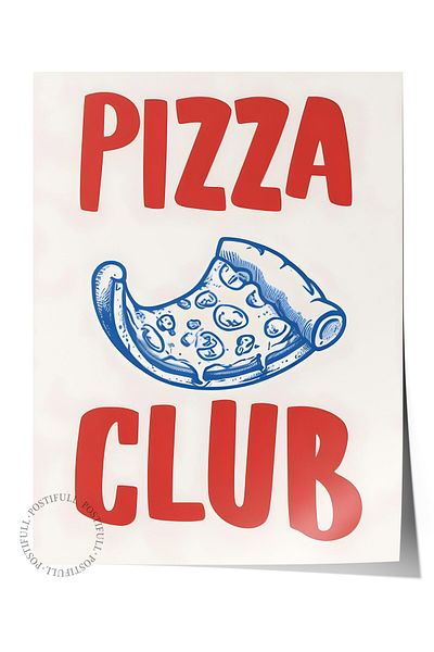 Postifull Poster fără încadrare, Pizza Club, Poster de perete pentru bucătărie din seria Comfort, NR:109071