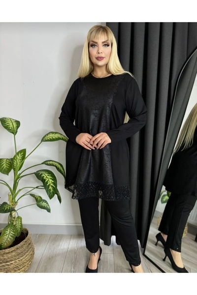 Serra Kadın Siyah Taş Detaylı Tunik