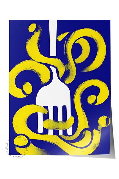 Postifull Poster fără încadrare, Art of Fork, Poster de perete pentru bucătărie din seria Comfort, NR:109135