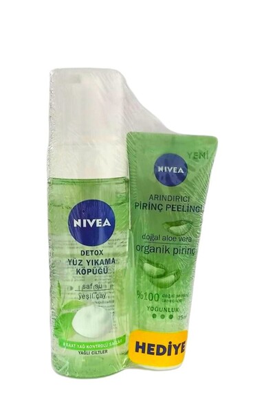 NIVEA Urban Skin Detox Yüz Yıkama Köpüğü 150 ml Organik Pirinç Peeling 75 ml ...