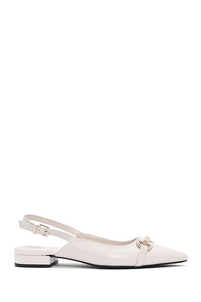 Derimod Women's Cream Accessory Open Back Ballerinas 25Sfe 402518