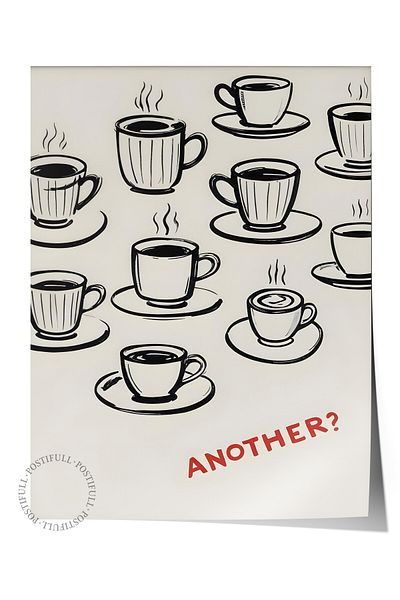 Postifull Unframed Poster, Another Coffee?, Comfort Series Kitchen Wall Poster, No:109111