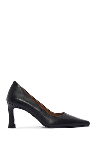 Derimod Women's Black Thin Heeled Leather Stiletto 25Sfd 132418