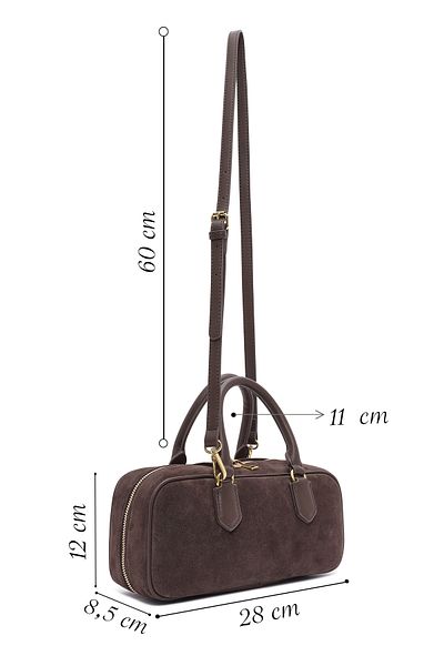 Derimod Women's Brown Long Strap Suede Leather Handbag 25Sbd 247510