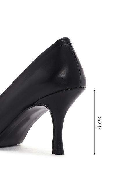 Derimod Women's Black Thin Heeled Leather Stiletto 25Sfd 405118