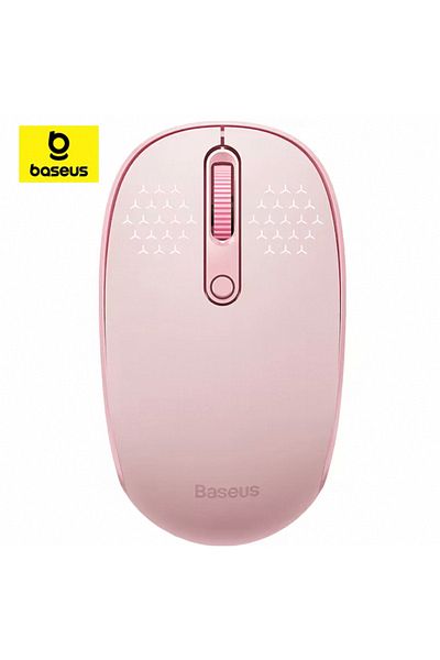 Baseus ماوس لاسلكي من Baseus باللون الوردي بتقنية البلوتوث 5.0 و3.0 و2.4 جيجاهرتز مع زر نقرة صامت بدقة 1600 نقطة في البوصة