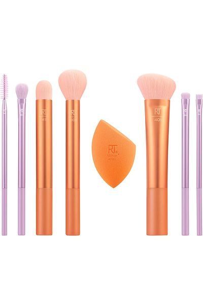 Real Techniques Level Up Brush And Sponge Kit, Makeup Brushes For Eyeshadow, Foundation, Blush, & Br