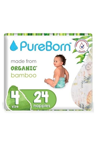 PUREBORN حفاضة فردية مقاس 4، 24 قطعة