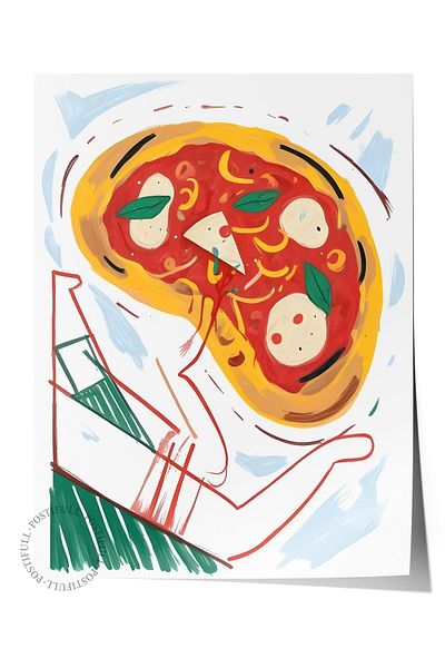 Postifull Frameless Poster, Italianno Pizza, Comfort Series Kitchen Wall Poster, No:109074