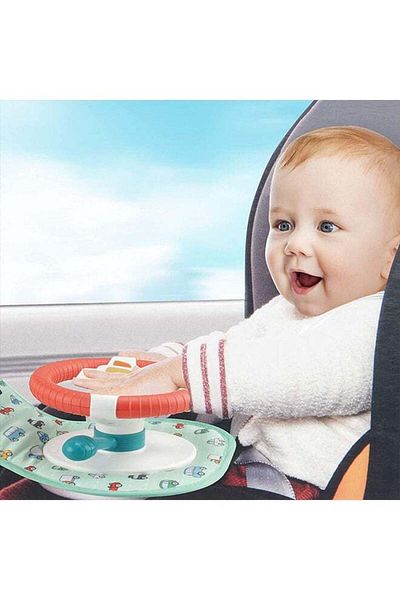 COOYA Baby Car Seat Toy with Mirror Car Toy Steering Wheel,with Music Light and Driving Sound