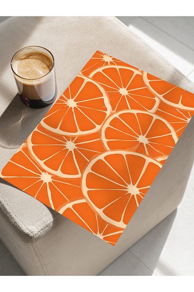 Postifull Frameless Poster, Orange, Comfort Series Kitchen Wall Poster, No:109131