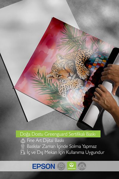 Postifull Pictură cu cadru alb, Leopard pe discoteca, pictură murală pentru bucătărie din seria Comfort, NR: 108942