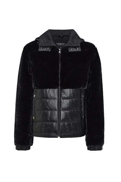 Derimod Alabama Women's Black Hooded Teddy Coat 24Wgp5288Ff