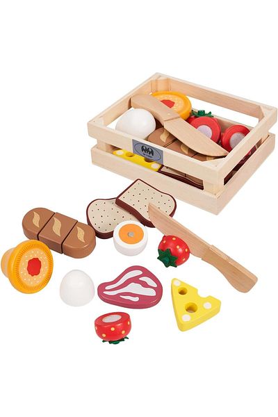 COOYA 8PCS Wooden Kitchen Playsets, Pretend Cutting Food Toys for Kids