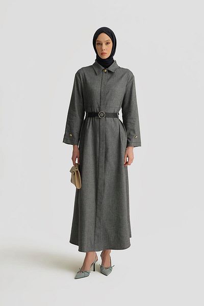 Armine Tie Waist Natural Overcoat 25Y8200 Indigo