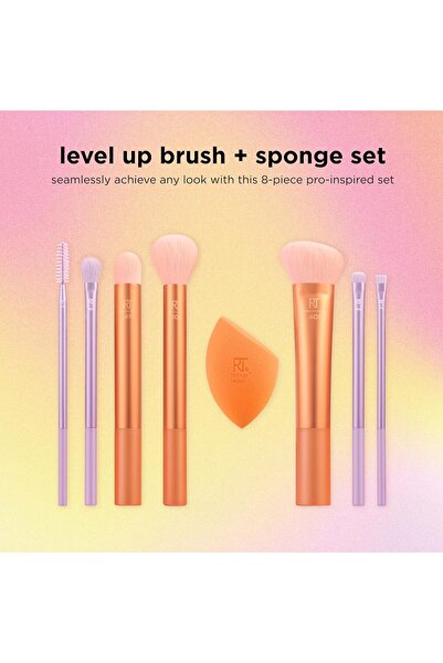 Real Techniques Level Up Brush And Sponge Kit, Makeup Brushes For Eyeshadow, Foundation, Blush, & Br