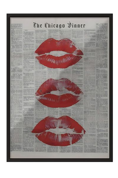 Postifull Tablou cu cadru negru, Kisses for the newspaper, Tablou de perete pentru bucătărie din seria Comfort, NR:108923