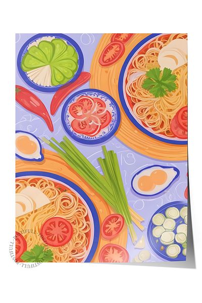 Postifull Frameless Poster, Spaghetti Bolonese, Comfort Series Kitchen Wall Poster, No:109150