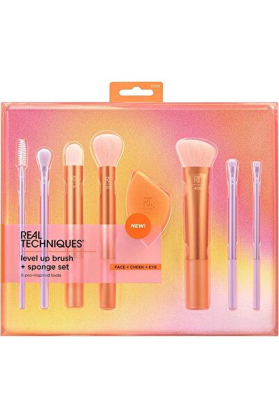 Real Techniques Level Up Brush And Sponge Kit, Makeup Brushes For Eyeshadow, Foundation, Blush, & Br