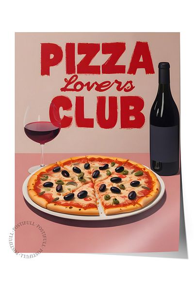 Postifull Unframed Poster, Pizza Lovers Club, Comfort Series Kitchen Wall Poster, No:109072