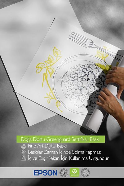Postifull Frameless Poster, Yellow Flowers Around Plate, Comfort Series Kitchen Wall Poster, No:109141