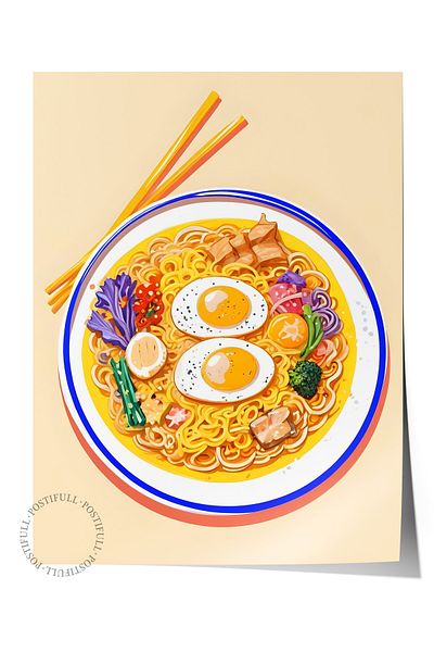 Postifull Frameless Poster, Ramen, Comfort Series Kitchen Wall Poster, No:109087