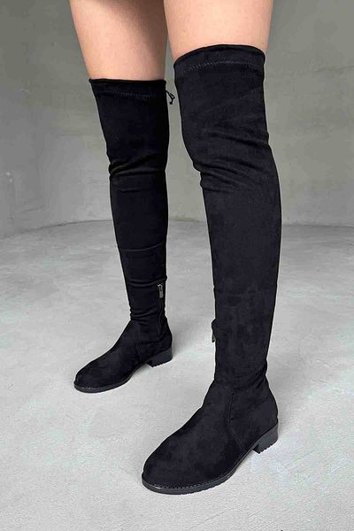 Cappmoda AYK-1003 Μαύρες Stretch Μπότες Suede