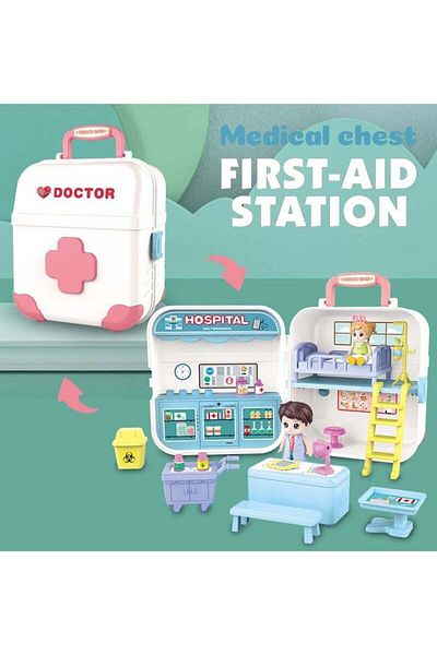COOYA 2-in-1 Pretend Play Doctor First Aid Station Playset Toys with Light and Sound