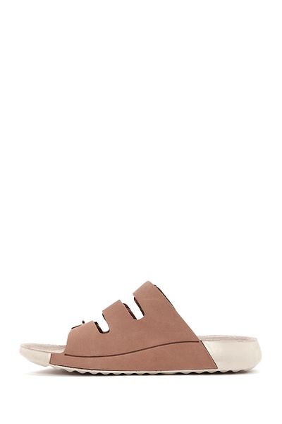 Derimod White Nubuck Leather Women's Buckle Comfort Slippers 25Sfd5001V3