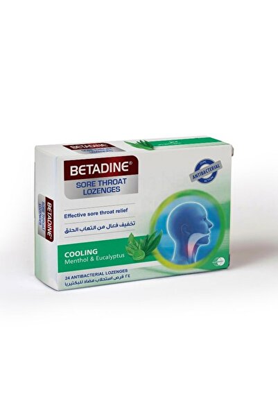 BETADINE أقراص استحلاب التهاب الحلق بنكهة المنثول والأوكليبتوس 24 قرصًا