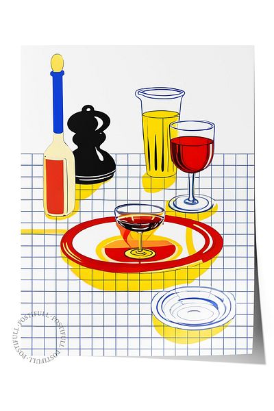 Postifull Frameless Poster, Absract Table, Comfort Series Kitchen Wall Poster, No:109158
