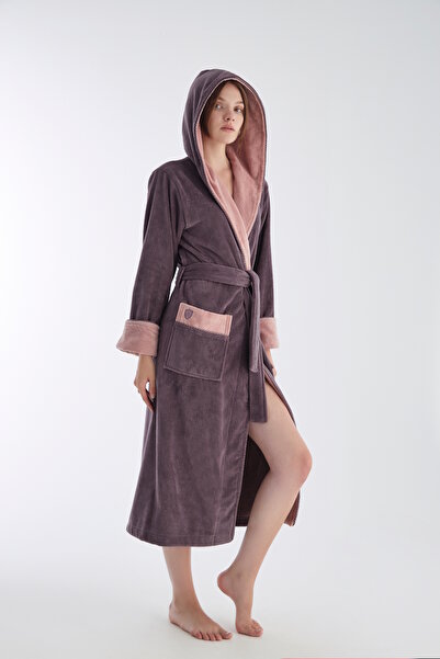 Nuşa Biyeli Cep Nakış Bambu Pamuk Bornoz