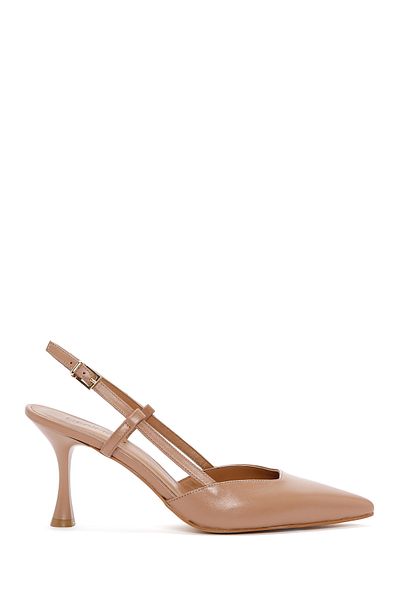 Derimod Women's Pink Open Back Heeled Leather Shoes 25Sfd 160218