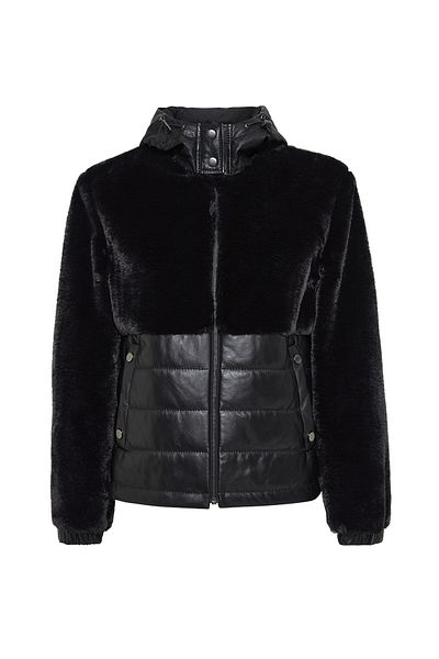 Derimod Alabama Women's Black Hooded Teddy Coat 24Wgp5288Ff