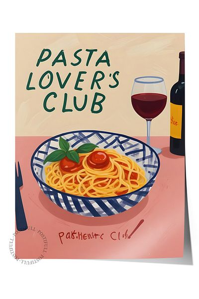 Postifull Frameless Poster, Cake Lovers Club, Comfort Series Kitchen Wall Poster, No:109092