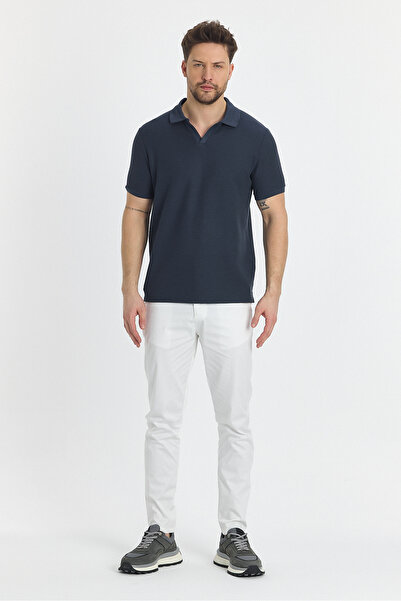 Frappoli Ανδρικό μπλουζάκι με λαιμόκοψη με βάφλα Comfort Fit - 100% βαμβάκι