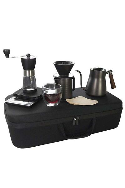 COOYA V60 Filter Coffee Machine Set, With Storage Box, Non-electric, Manual Drip Filter, Black