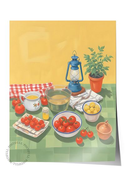 Postifull Poster fără rame, Picnic, Poster de perete pentru bucătărie din seria Comfort,