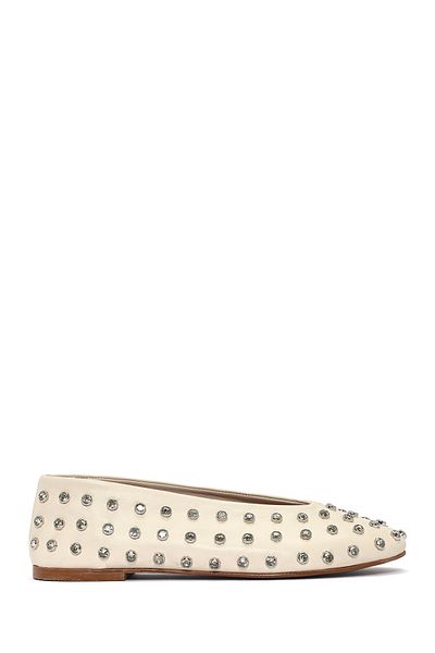 Derimod Women's Cream Stone Ballerina Ballet 25Sfd 220418