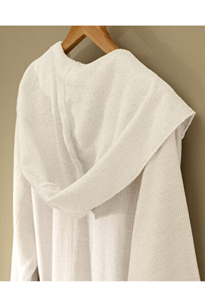 Madame Coco Rayana 100% Cotton Hooded Unisex Bathrobe - Beige