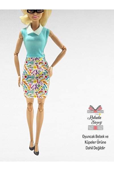 LavinTheMavi Mattel Oyuncak Bebek Kıyafeti - Desenli Elbise ve Aksesuar