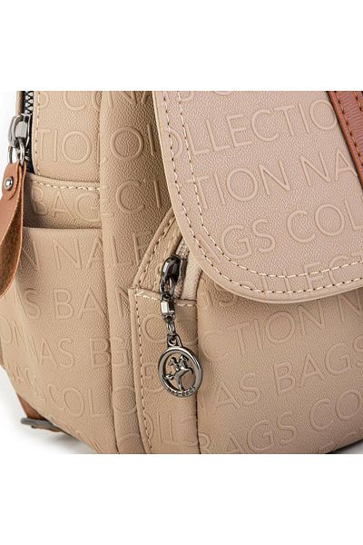 Nas Bag Γυναικείο σακίδιο πλάτης και τσάντα ώμου με μετατρέψιμο σχέδιο Sand Tan ανάγλυφο