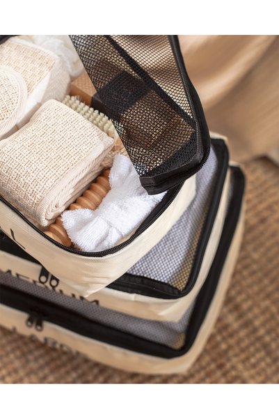Madame Coco Eva 3-Piece Suitcase Organizer - Cream