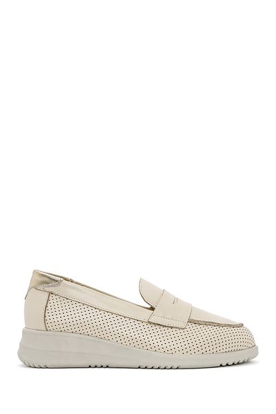 Derimod Mocasnic confortabil din piele cu toc crem pentru femei 25SFD 411318