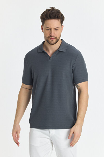 Frappoli Men's Polo Neck Waffle Comfort Fit T-Shirt - 100% Cotton