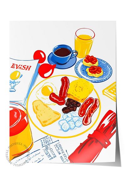Postifull Unframed Poster, Just a Breakfast, Comfort Series Kitchen Wall Poster, No:109157