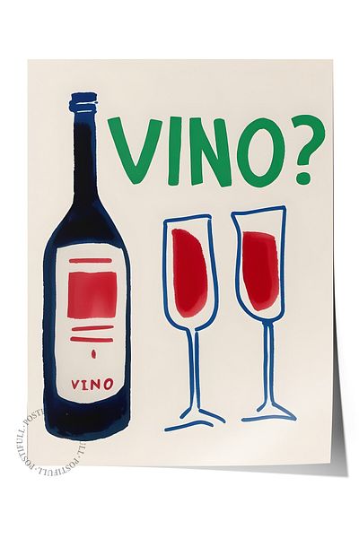 Postifull Frameless Poster, Vino?, Comfort Series Kitchen Wall Poster, No:109063