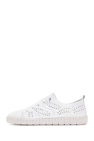 Derimod Pantofi de damă, alb, cu șireturi, din piele, cu modele, 25SFD5006FT